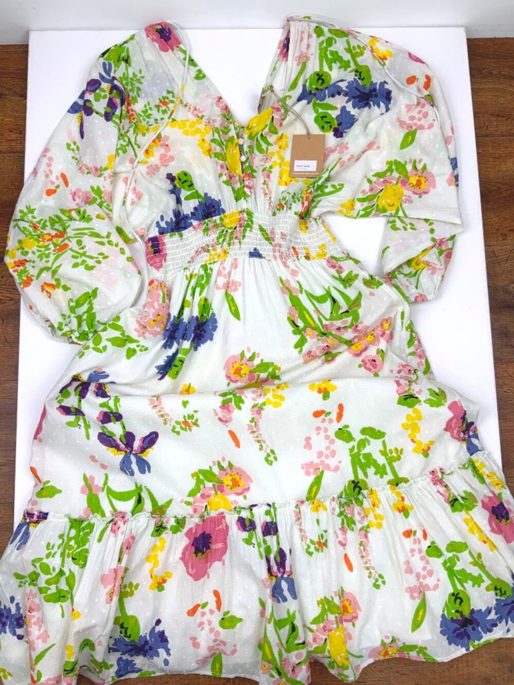 NWT Rose & Rose Dobby Floral Bohemian Cotton Maxi Dress Sz L - Picture 9 of 16